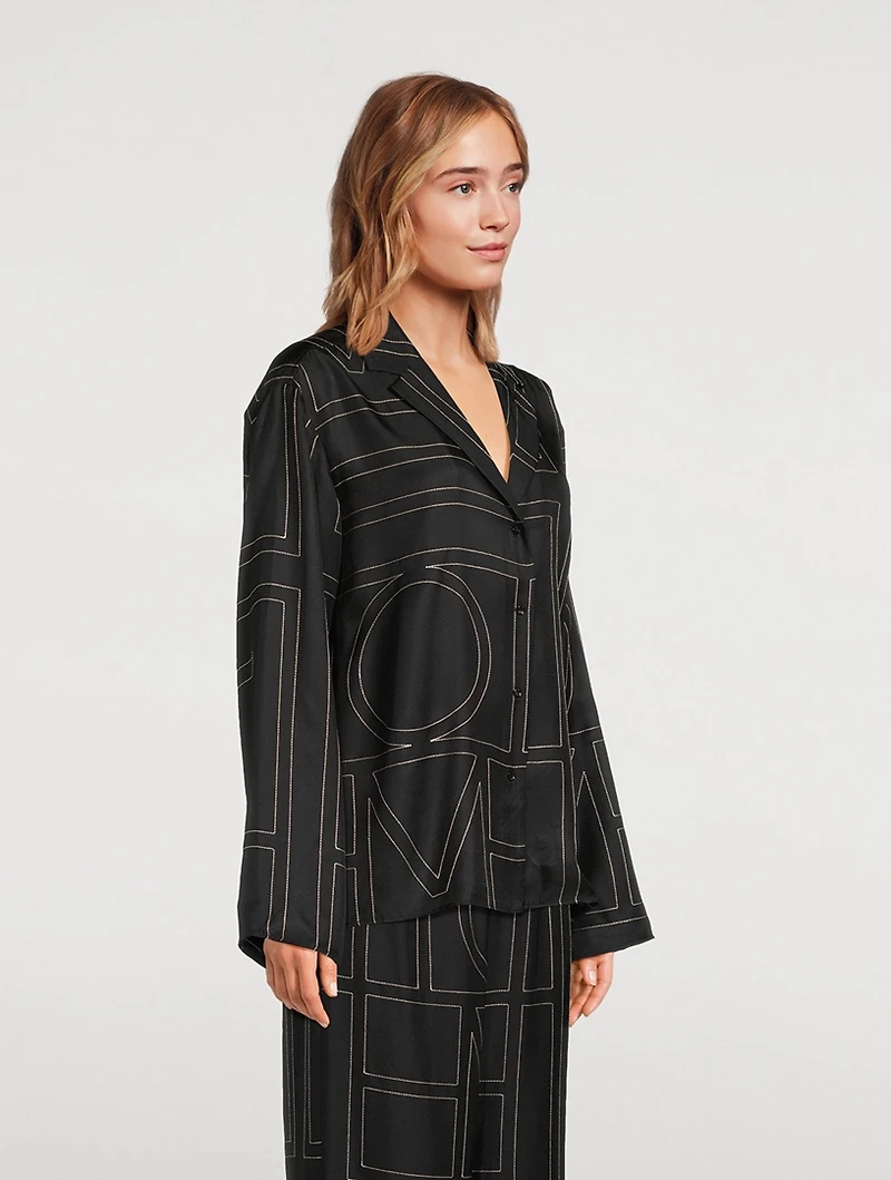 Silk Pajama Shirt Monogram Print