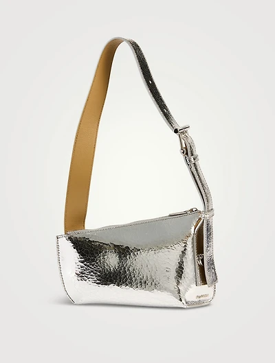 T-Bar Sling Metallic Leather Shoulder Bag