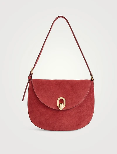 Small Tondo Suede Shoulder Bag