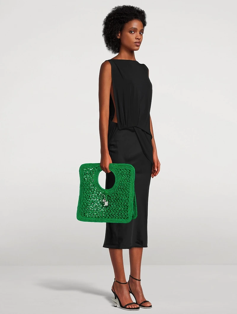 Le Petite Carré Spiaggia Raffia Basket Bag
