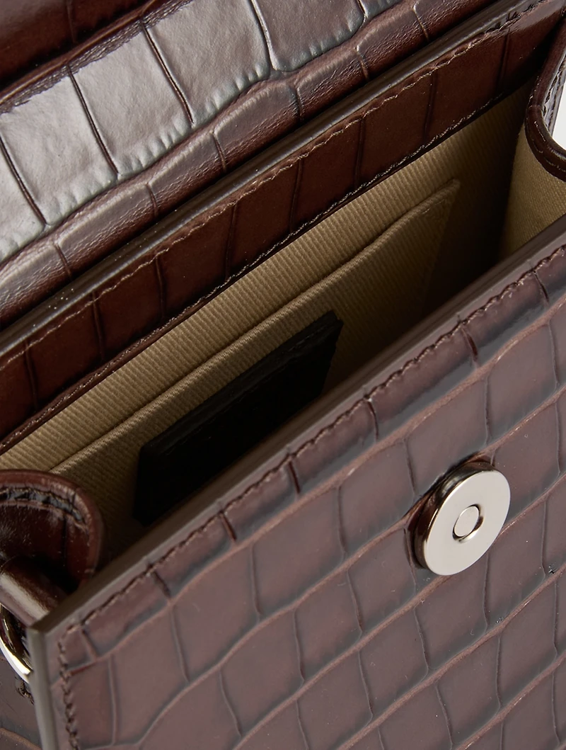 Le Chiquito Moyen Croc-Embossed Leather Bag