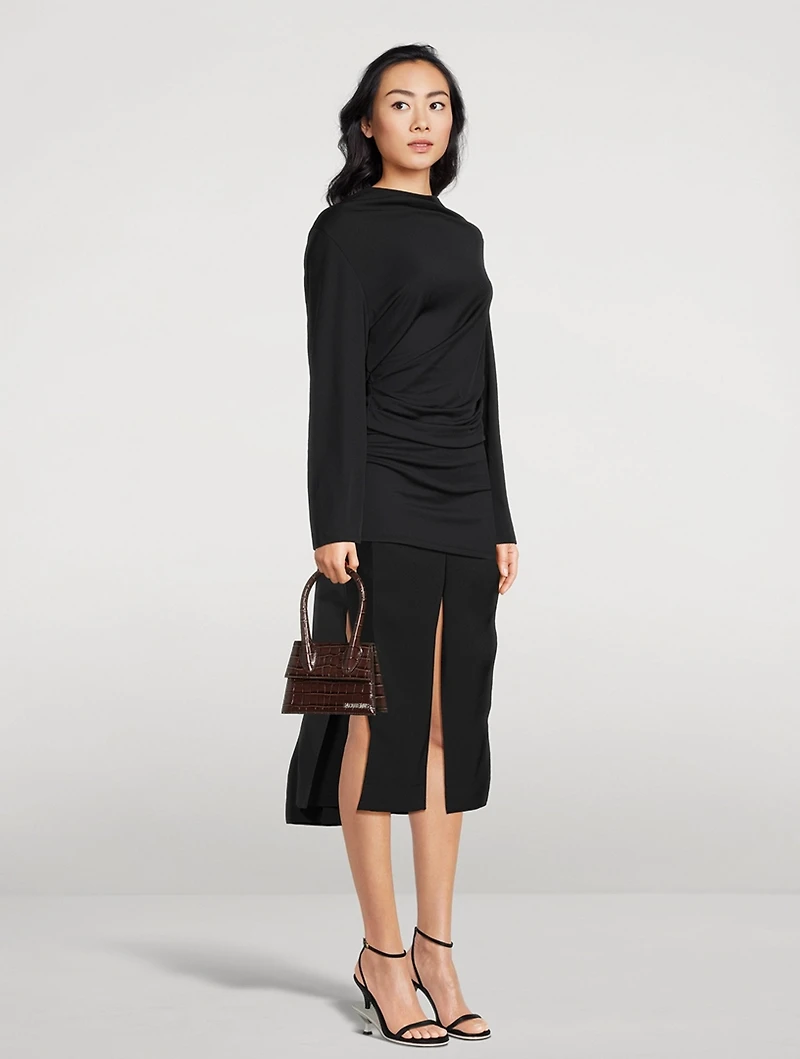 Le Chiquito Moyen Croc-Embossed Leather Bag
