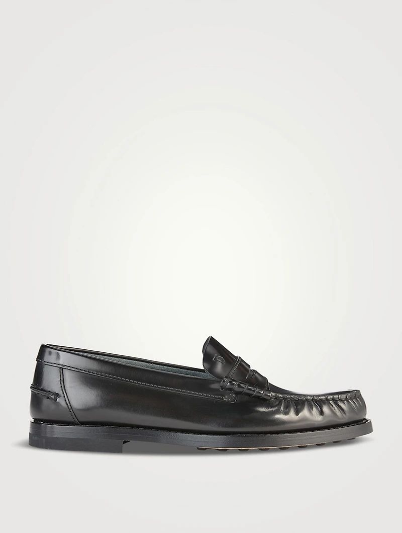 Brushed Leather Penny Loafers
