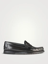 Brushed Leather Penny Loafers