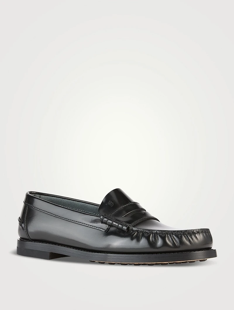 Brushed Leather Penny Loafers