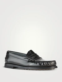 Brushed Leather Penny Loafers