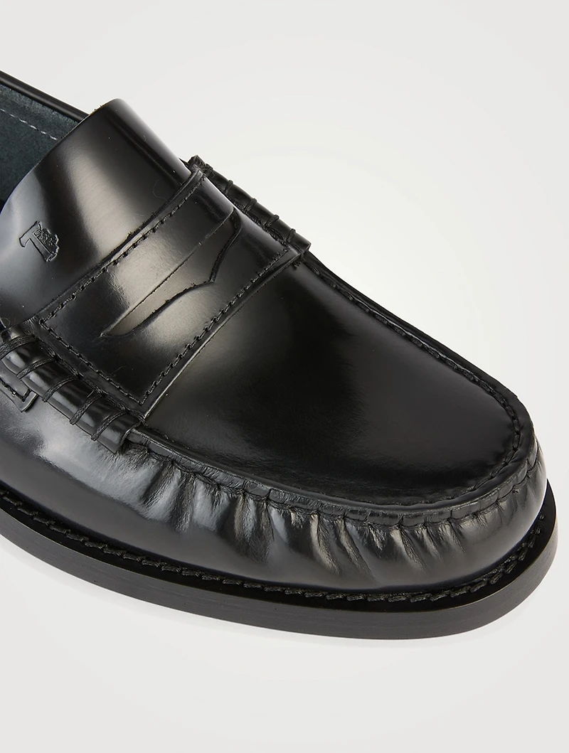 Brushed Leather Penny Loafers