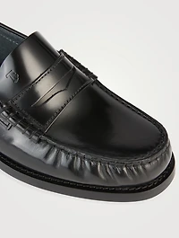 Brushed Leather Penny Loafers