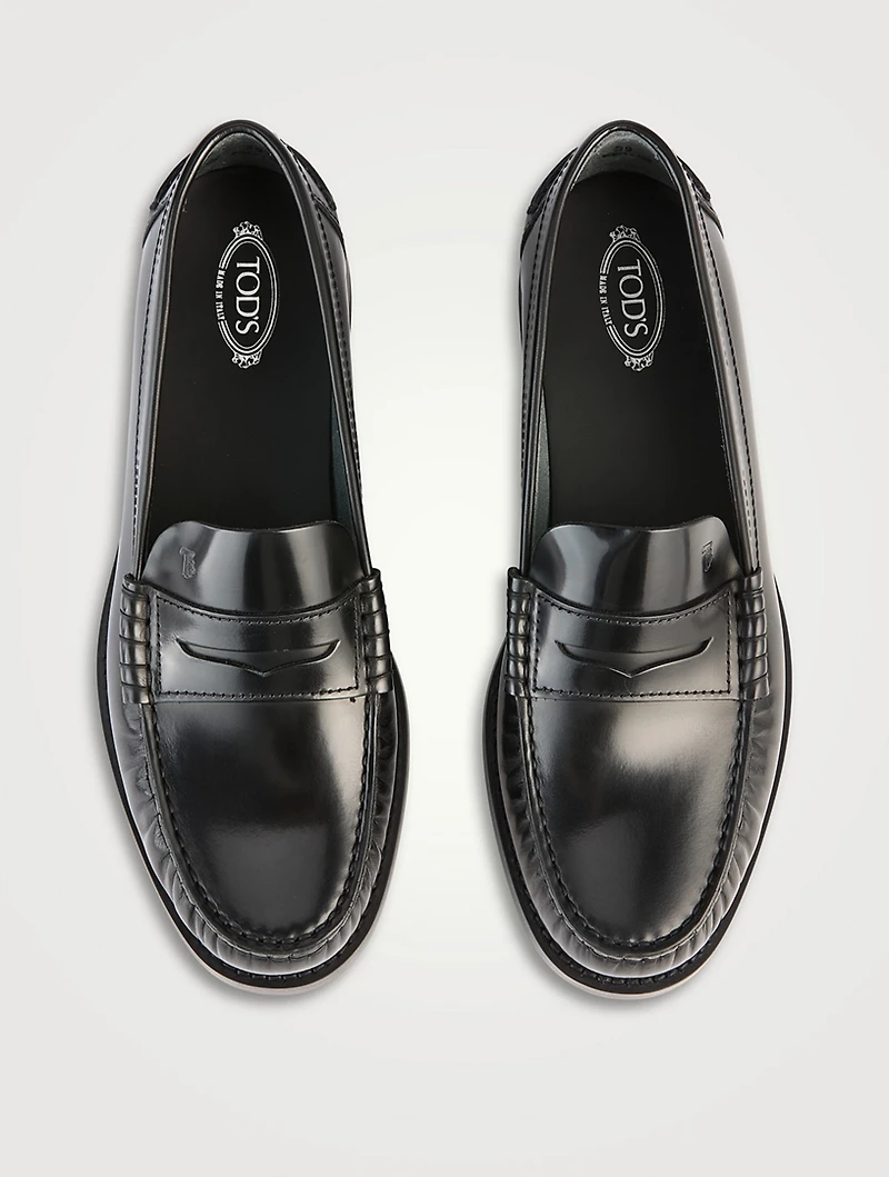 Brushed Leather Penny Loafers