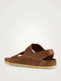 Milano Big Buckle Leather Slingback Sandals
