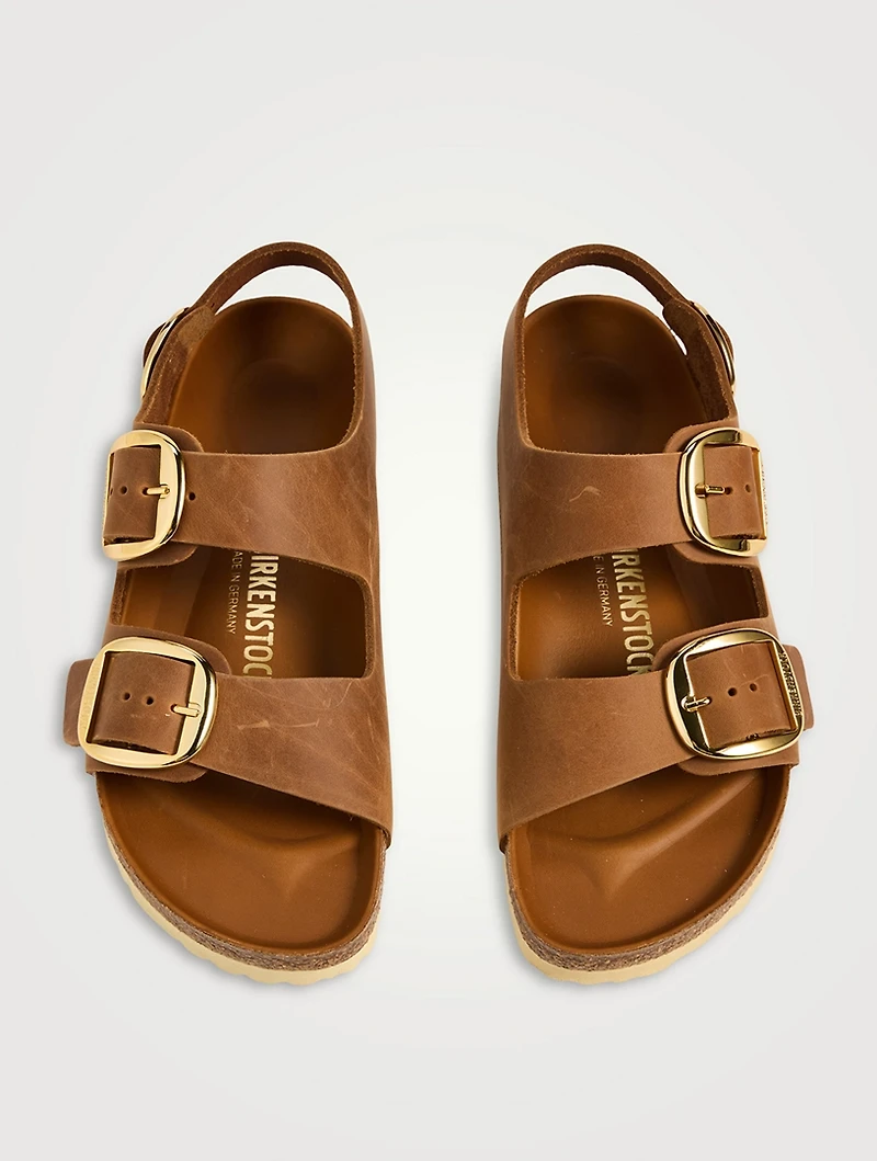 Milano Big Buckle Leather Slingback Sandals
