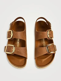 Milano Big Buckle Leather Slingback Sandals