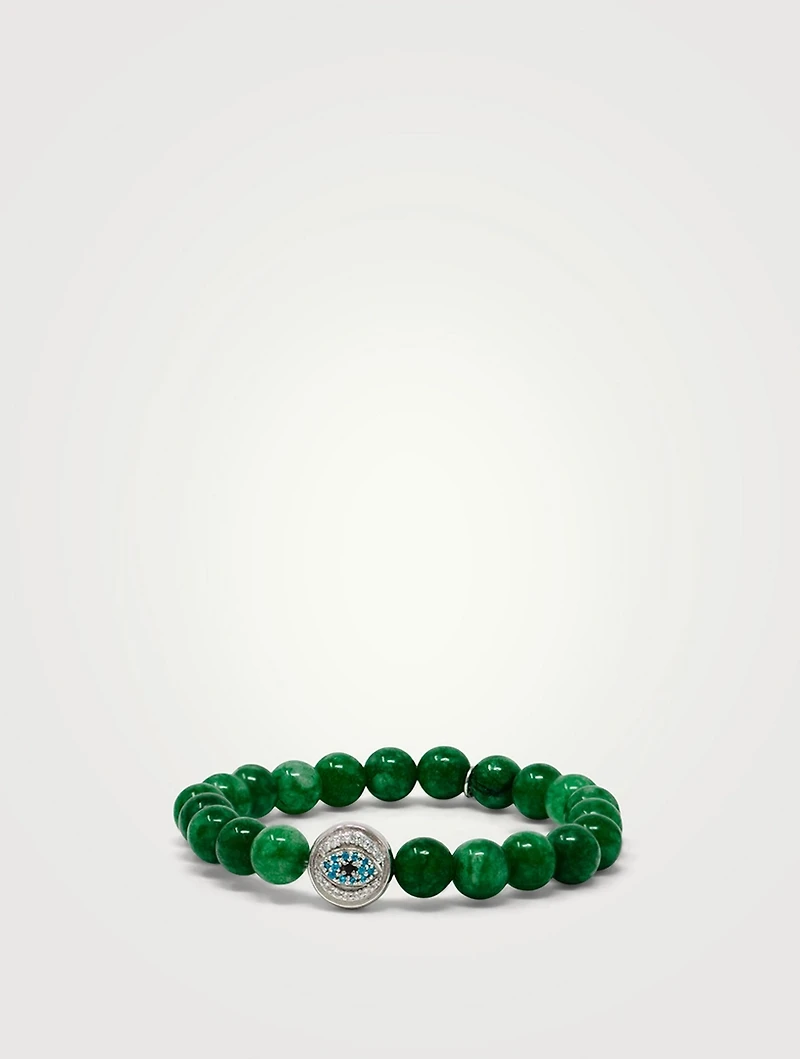 Bohème Silver Evil Eye Korean Jade Bracelet
