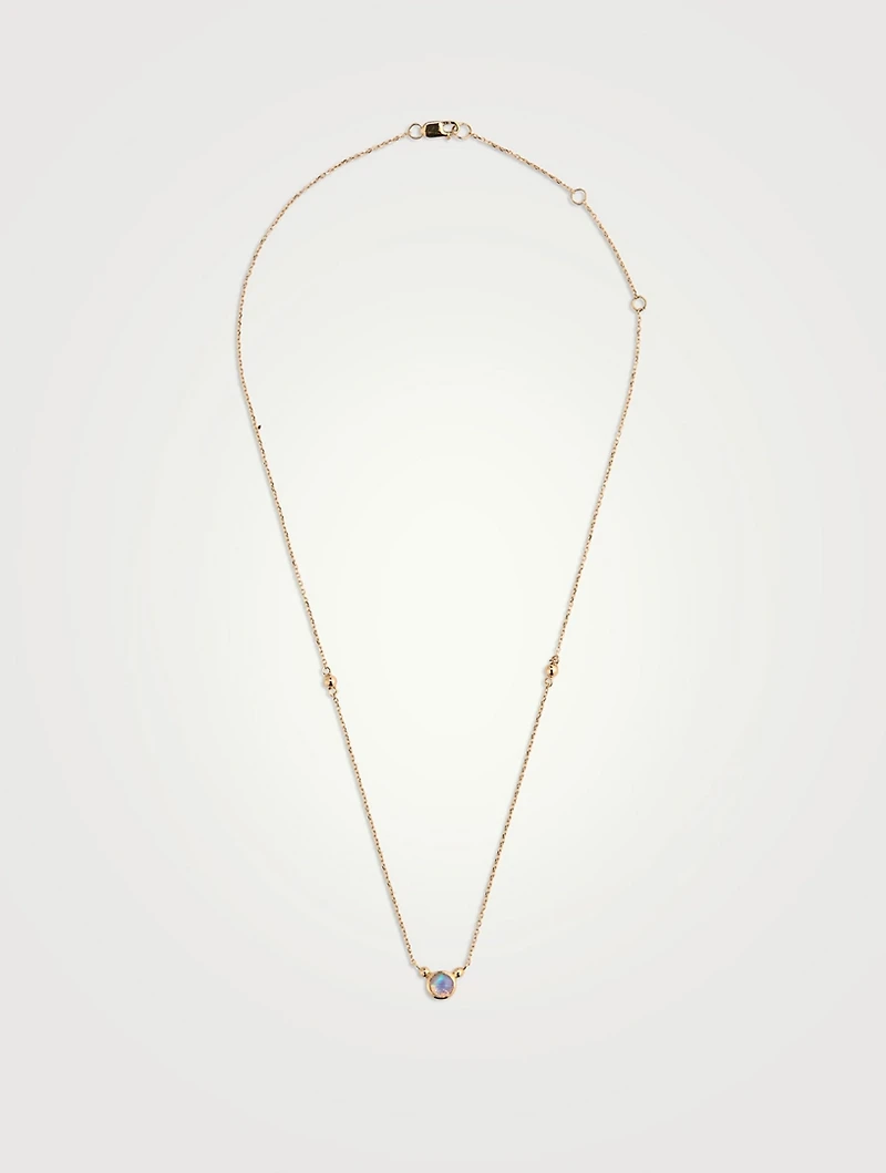 Dew Drop Bonheur 14K Gold Opal Birthstone Necklace