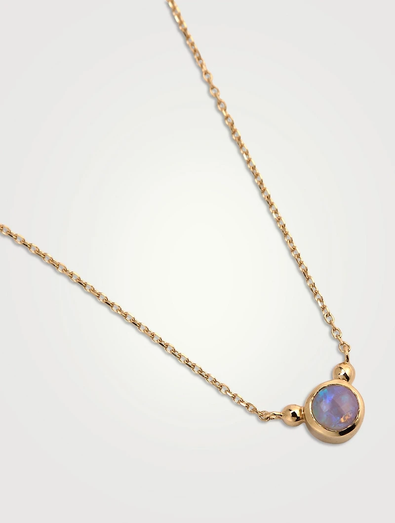 Dew Drop Bonheur 14K Gold Opal Birthstone Necklace