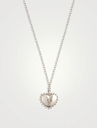Dew Drop Silver Large Heart Locket Necklace