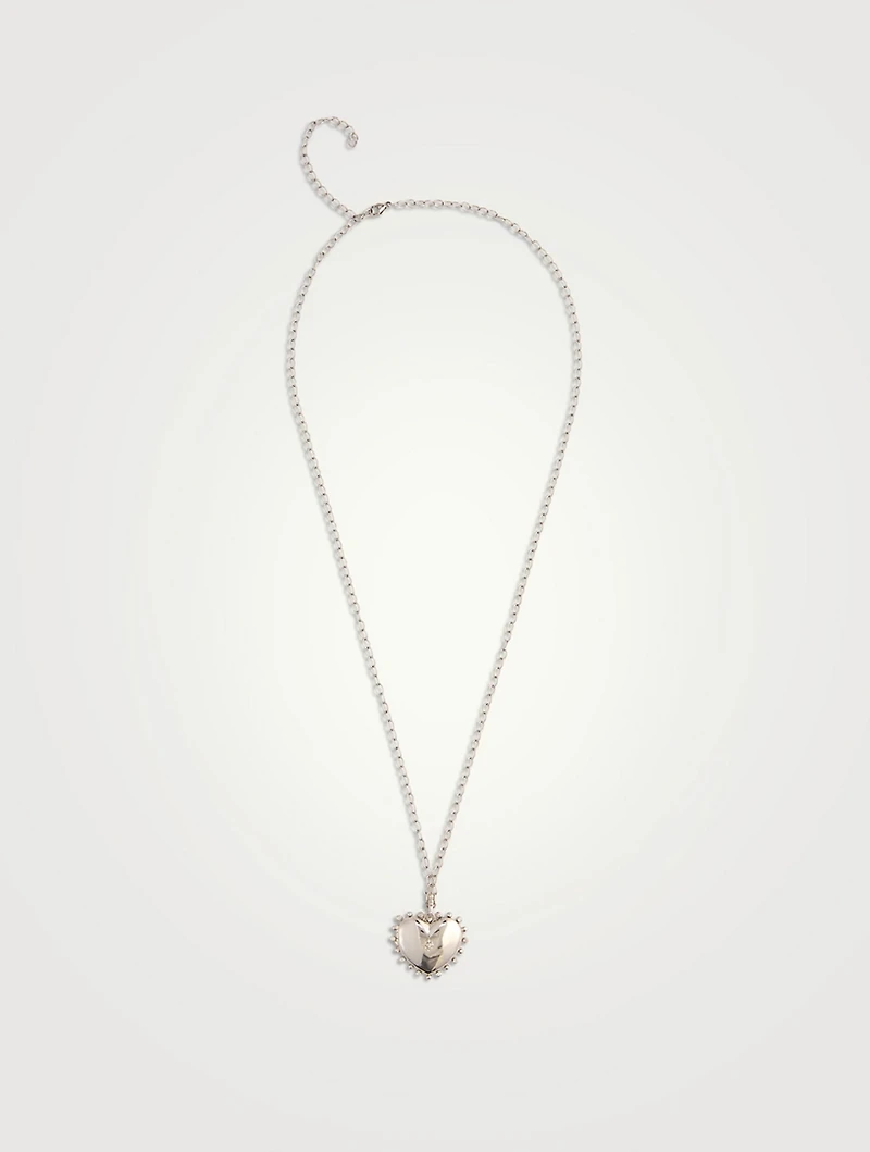 Dew Drop Silver Large Heart Locket Necklace
