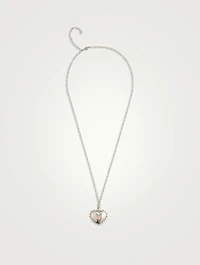 Dew Drop Silver Large Heart Locket Necklace