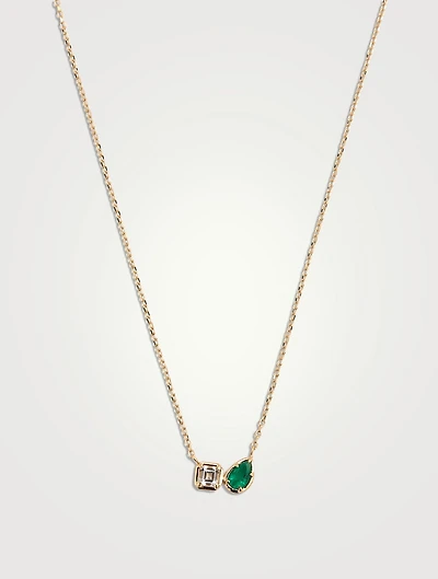 Mélia 14K Gold Emerald Toi Et Moi Necklace
