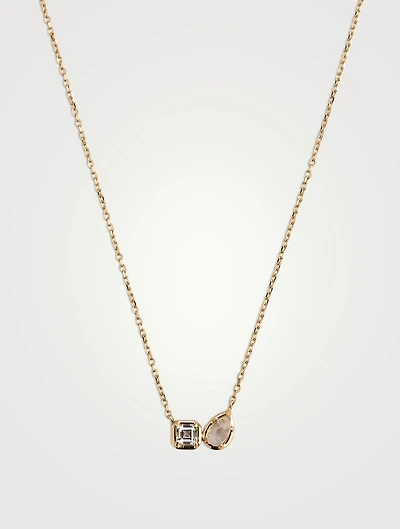Mélia 14K Gold Moonstone Toi Et Moi Necklace