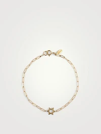 Love Letter 14K Gold Star Of David Mini Paperclip Bracelet
