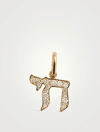 Love Letter 14K Gold Pavé Diamond Chai Charm