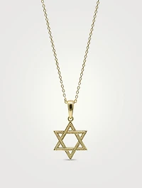 Dew Drop 14K Gold Star of David Charm Necklace
