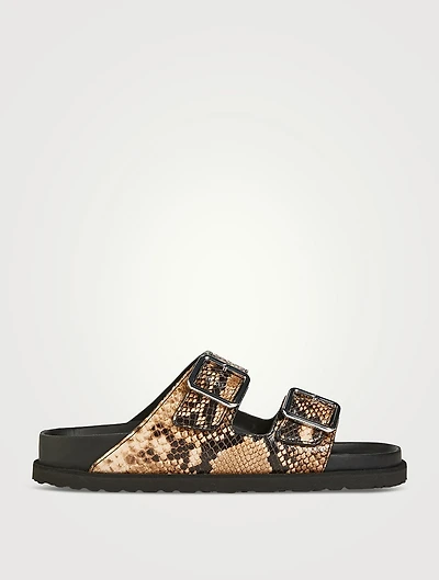 1774 Arizona Snakeskin-Embossed Leather Slide Sandals