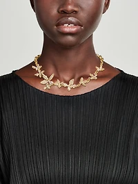 Crystal Pearl Flower Chain Necklace