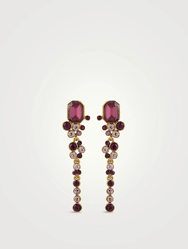 Emerald Cut And Round Cluster Drop Earrings