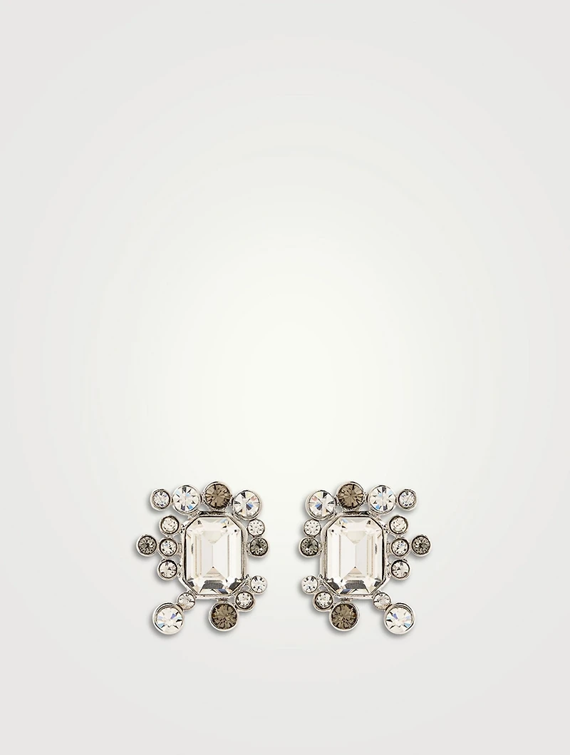 Emerald Cut And Round Stud Earrings