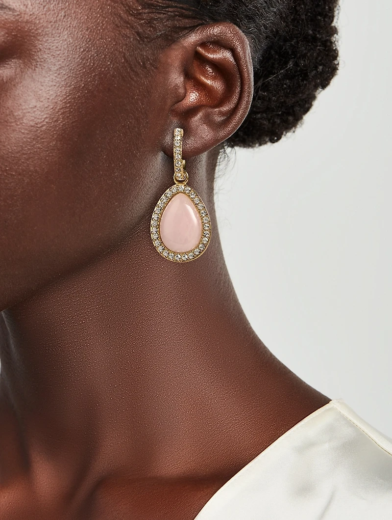 Dangling Rose Quartz Pear Earrings
