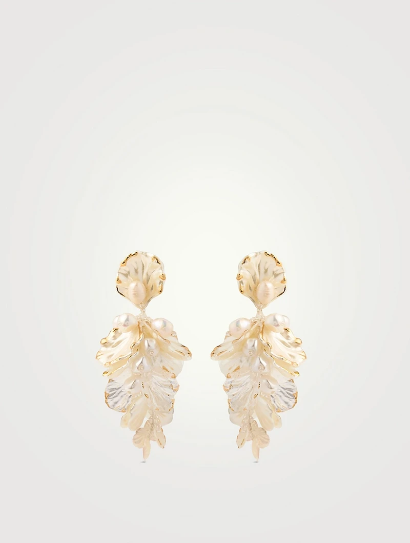 Mother Of Pearl Flower Earrings