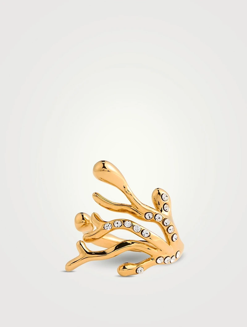 Coral Ring With Crystals