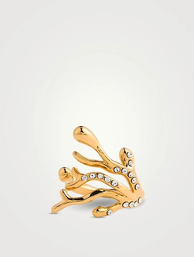 Coral Ring With Crystals