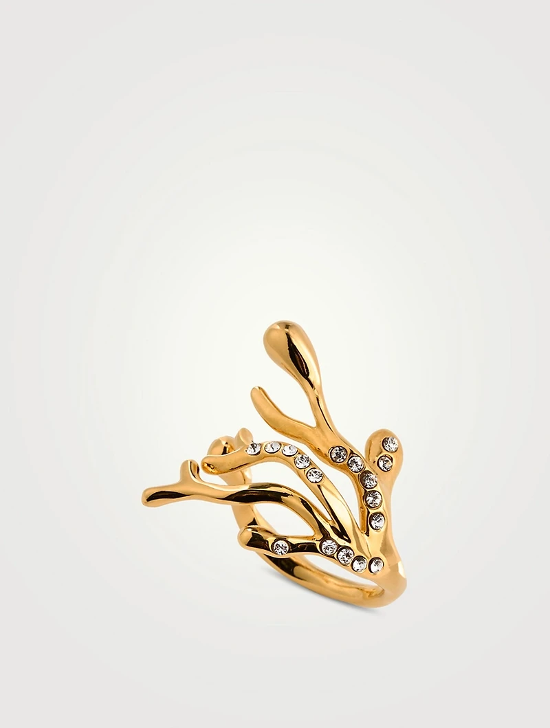 Coral Ring With Crystals