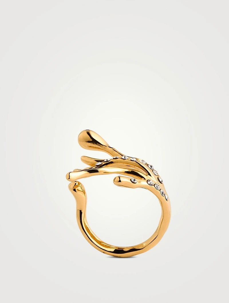 Coral Ring With Crystals