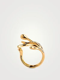 Coral Ring With Crystals