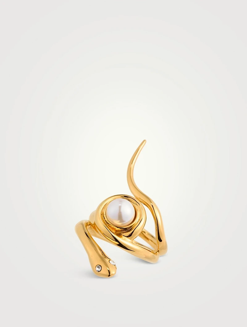 Faux Pearl Snake Ring
