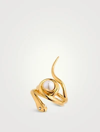 Faux Pearl Snake Ring