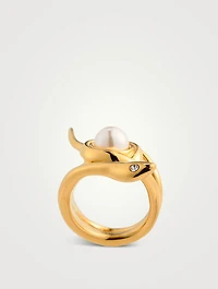 Faux Pearl Snake Ring