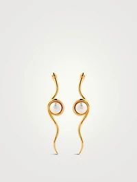 Faux Pearl Snake Earrings