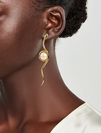 Faux Pearl Snake Earrings