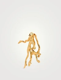 Coral Long Earrings With Crystal