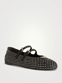 Crystal Suede Mary Jane Ballet Flats