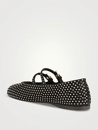 Crystal Suede Mary Jane Ballet Flats