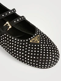 Crystal Suede Mary Jane Ballet Flats