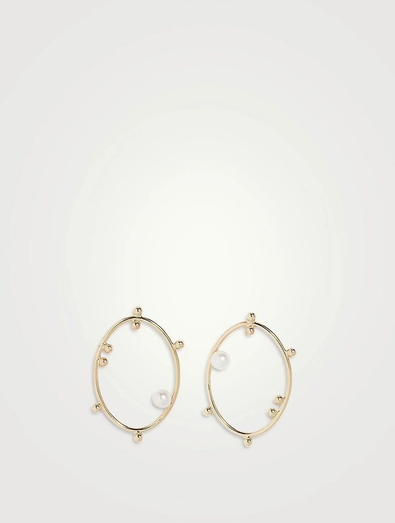 Recycled 14K Gold Scattered Oval Earrings With Pearls