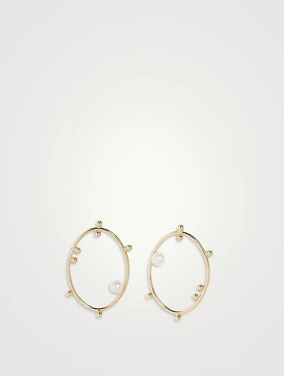 Recycled 14K Gold Scattered Oval Earrings With Pearls
