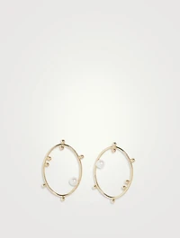 Recycled 14K Gold Scattered Oval Earrings With Pearls